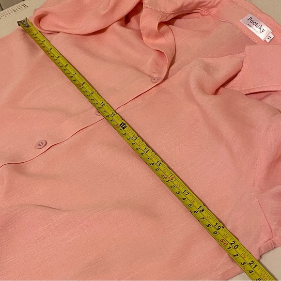 Poetsky Blouse Size Small Women’s Button Up Long Roll Tap Sleeve Shirt - Picture 9 of 10